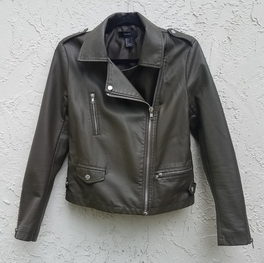 Faux Leather Jacket | Forever 21 | Army Jacket